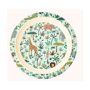 Enfant Rice La Vaisselle Pour Enfant<Assiette plate bleu Jungle en mélamine,