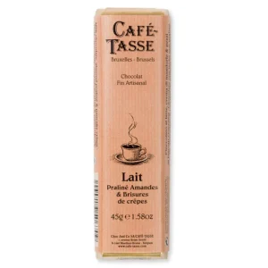 Café Tasse Le Chocolat<Barre de chocolat au Lait Praliné Amandes et Brisures de crêpes,