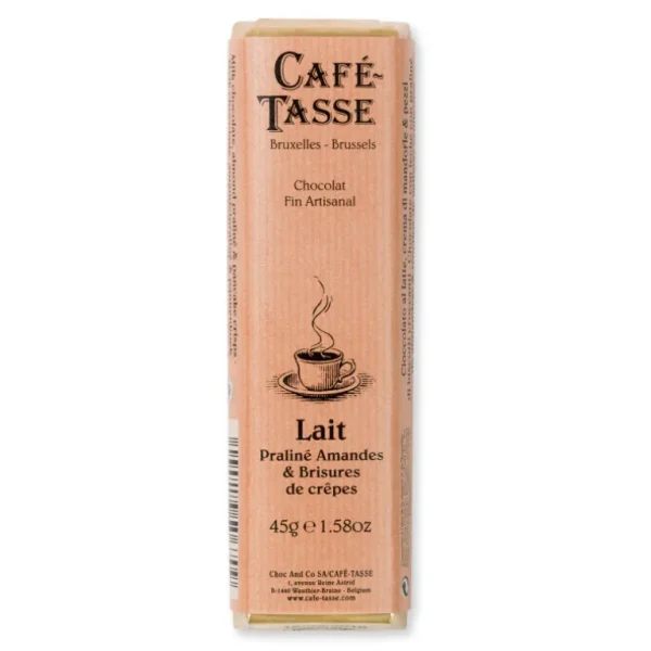 Café Tasse Le Chocolat<Barre de chocolat au Lait Praliné Amandes et Brisures de crêpes,