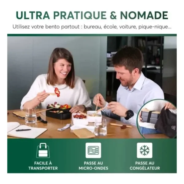 Umami Boîtes Repas Et Accessoires<Boîte Bento Modulable 1.5 L Noir & Noyer,