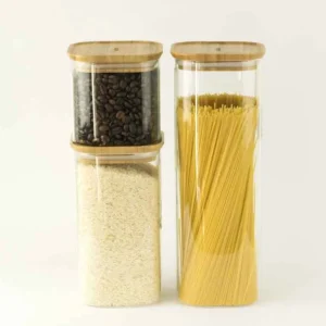 PEBBLY Boîtes Hermétiques<Boîte en verre couvercle bambou empilable,