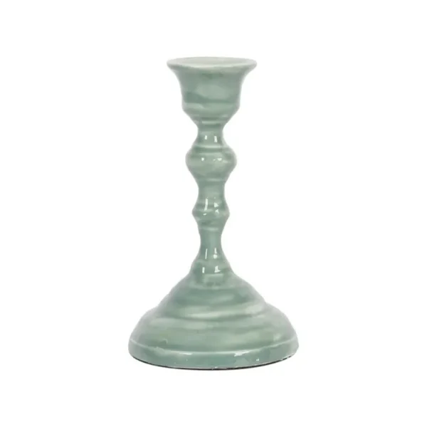 Côté Table Photophores, Bougeoirs Et Chandeliers<Bougeoir émaillé Baroque Sauge,