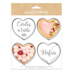 ScrapCooking Cercles À Gâteaux<4 Cercles à tarte individuels perforés Coeurs,