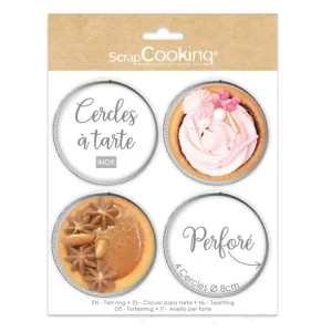 ScrapCooking Cercles À Gâteaux<4 Cercles à tarte individuels perforés 8 cm Ronds,