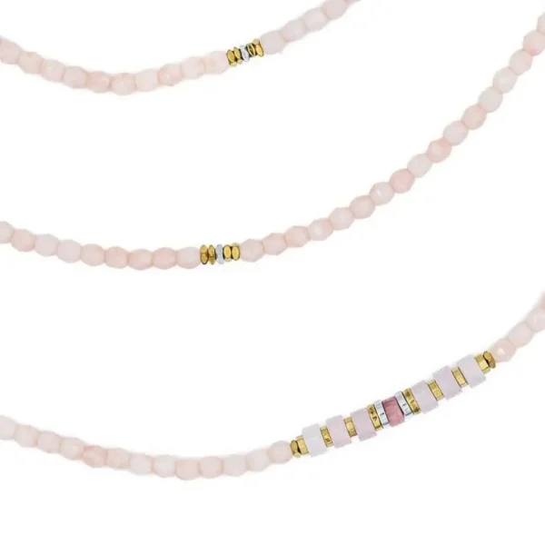 Têtes Blondes Les Bijoux<Collier et Bracelet 6 tours New Vir Rose Guimauve,