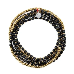 Têtes Blondes Les Bijoux<Collier et Bracelet 6 tours Caroline Gold Noir,