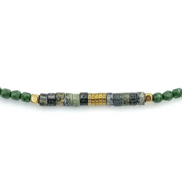 Têtes Blondes Les Bijoux<Collier et Bracelet 6 tours Nadège Vert Forêt,
