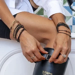 Têtes Blondes Les Bijoux<Collier et Bracelet 6 tours Andy Gold Noir,