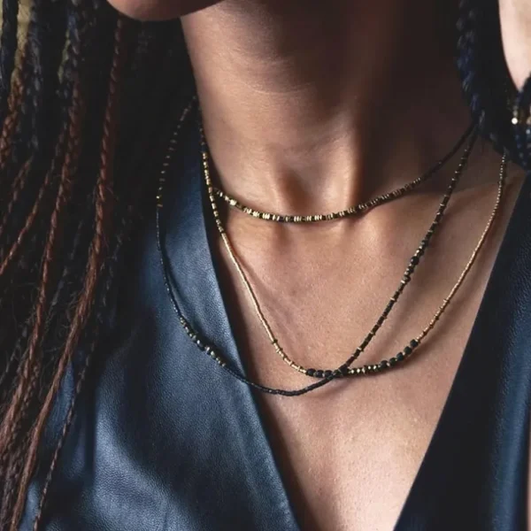 Têtes Blondes Les Bijoux<Collier et Bracelet 3 tours Black Panther Slim,