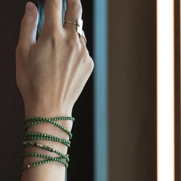 Têtes Blondes Les Bijoux<Collier et Bracelet 6 tours Nadège Vert Forêt,
