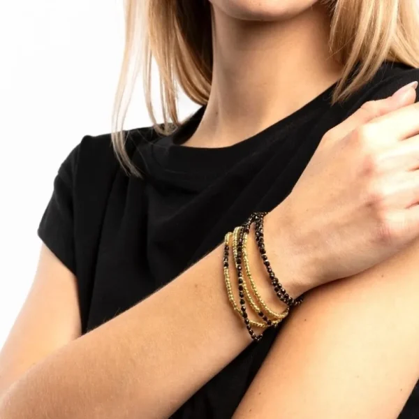 Têtes Blondes Les Bijoux<Collier et Bracelet 6 tours Caroline Gold Noir,