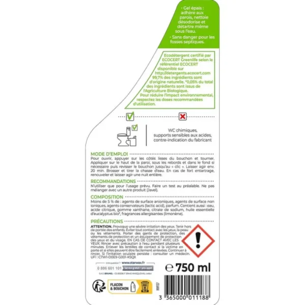 STARWAX Écologiques<Détartrant gel WC et Broyeurs Soluvert,