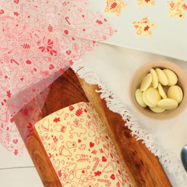 ScrapCooking Le Chocolat<2 feuilles transfert pour bûche motif Noël,
