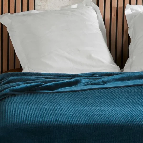 Linder Plaids Et Couvre-Lits<Jeté de lit Gaufré Bleu,