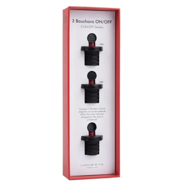 L'ATELIER DU VIN Ustensiles Pour Le Vin<Lot de 3 bouchons vin On/Off,