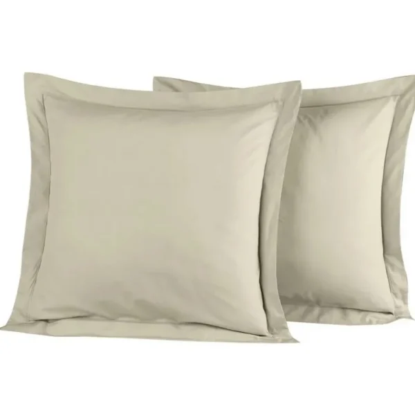 SENSEI Housses De Couette, Parures<Lot de 2 taies d'oreiller Soft Percale Ficelle,