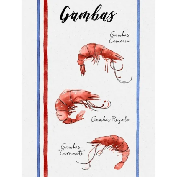 Sud Etoffe Torchons<Lot de 3 torchons Fruits de Mer 50 x 70 cm,