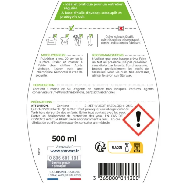 STARWAX Écologiques<Lotion de soin pour cuir Soluvert 500 ml,