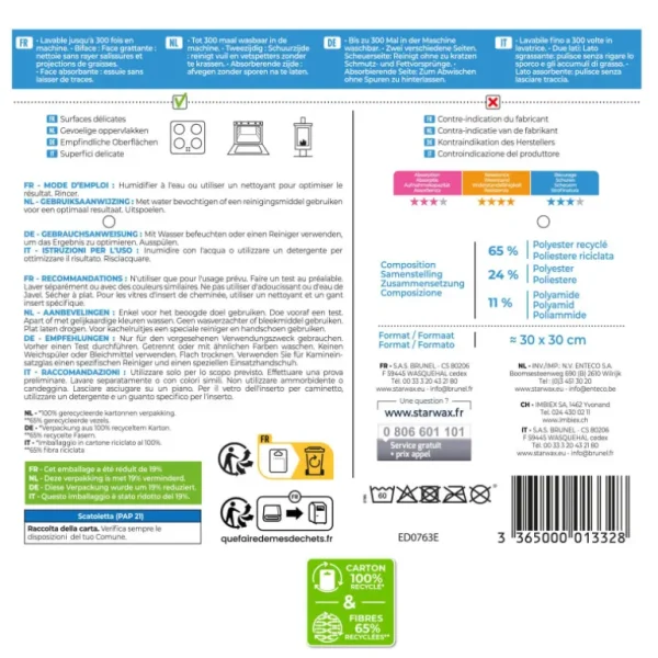 STARWAX Brosserie<Microfibre pour Vitroceram et induction,