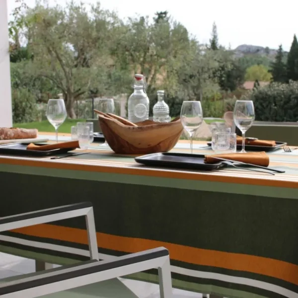 Sud Etoffe Nappes<Nappe enduite Oleron Oil Green,