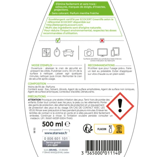 STARWAX Écologiques<Nettoyant spécial vitres et miroirs  Soluvert,