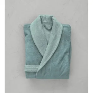 Sylvie Thiriez Peignoirs<Peignoir kimono bi-matière femme Bleu Céladon,