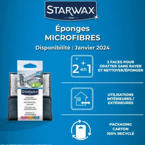STARWAX Brosserie<Éponges microfibres,
