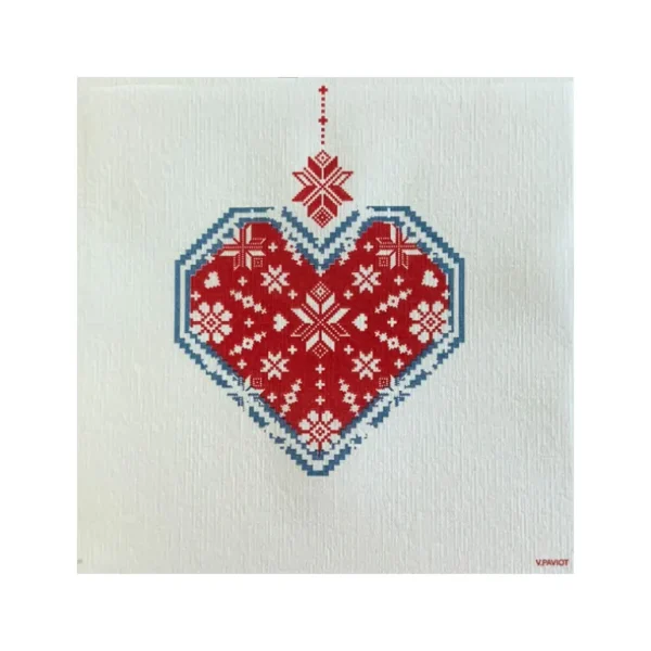 Françoise PAVIOT Serviettes En Papier<Serviettes en papier Cœur Brodé,