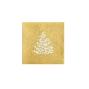 Françoise PAVIOT Serviettes En Papier<Serviettes en papier Sapin Roi des forêts Or,