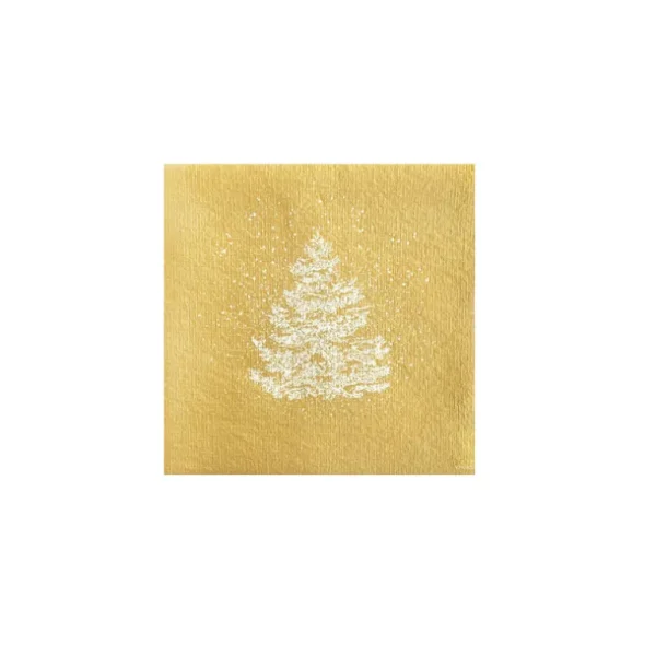 Françoise PAVIOT Serviettes En Papier<Serviettes en papier Sapin Roi des forêts Or,