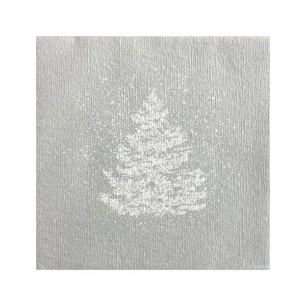 Françoise PAVIOT Serviettes En Papier<Serviettes en papier Sapin Roi des forêts Argent,