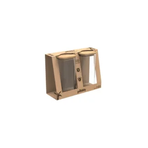 PEBBLY Boîtes Hermétiques<Set de 2 boites en verre 320 ml et couvercle en bambou,