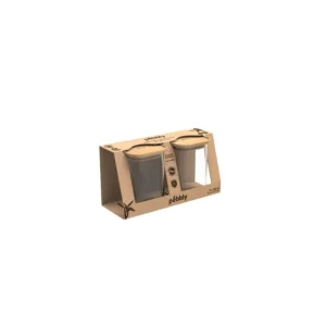 PEBBLY Boîtes Hermétiques<Set de 2 boites en verre 240 ml et couvercle en bambou,