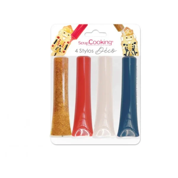 ScrapCooking Arômes Et Colorants<4 stylos déco Bleu, Rouge, Doré, Blanc,