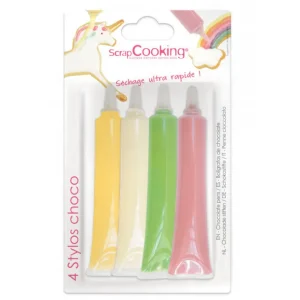 ScrapCooking Les Ingrédients Du Pâtissier<4 stylos goût choco rose, vert, jaune, blanc,