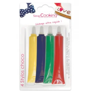 ScrapCooking Les Ingrédients Du Pâtissier<4 stylos goût choco rouge, bleu, jaune, vert,