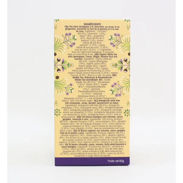 English Tea Shop Les Thés Et Tisanes<Thé Blanc Bio Coco et Fruit de la Passion 20 sachets,
