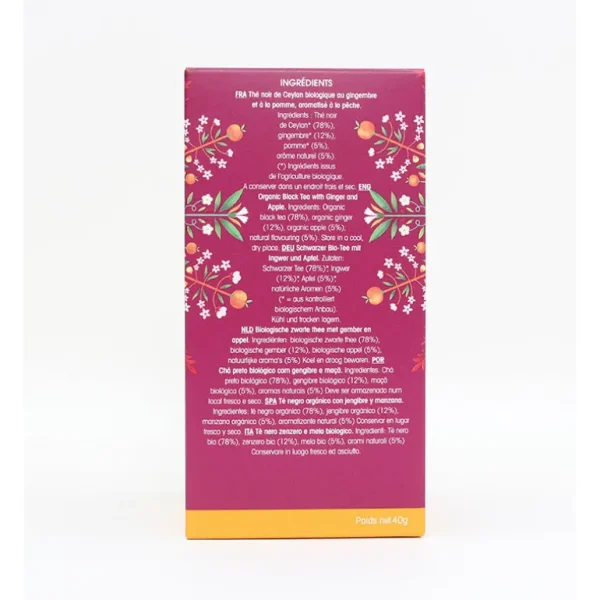 English Tea Shop Les Thés Et Tisanes<Thé Noir Bio Gingembre et Pêche 20 sachets,