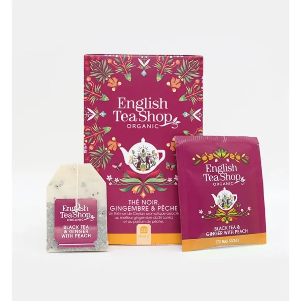 English Tea Shop Les Thés Et Tisanes<Thé Noir Bio Gingembre et Pêche 20 sachets,