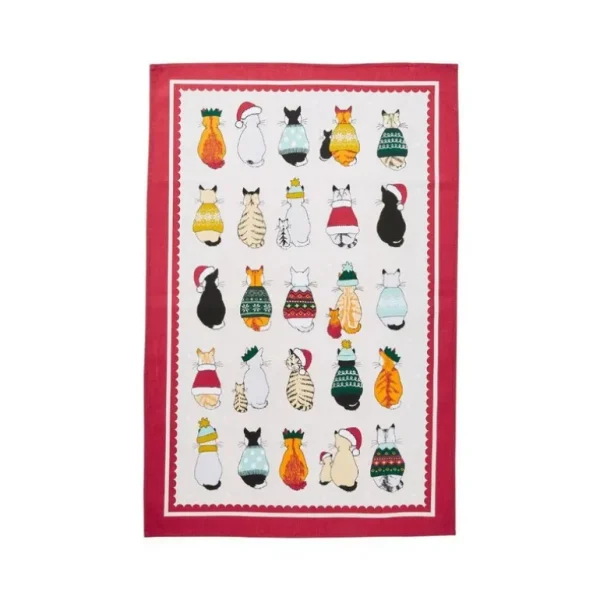 Ulster Weavers Torchons<Torchon en coton Christmas Cats in Waiting,