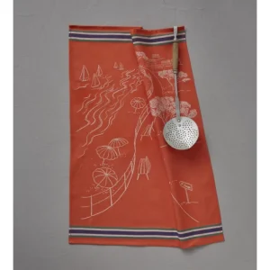 Sylvie Thiriez Torchons<Torchon jacquard Journée à la mer Orange,