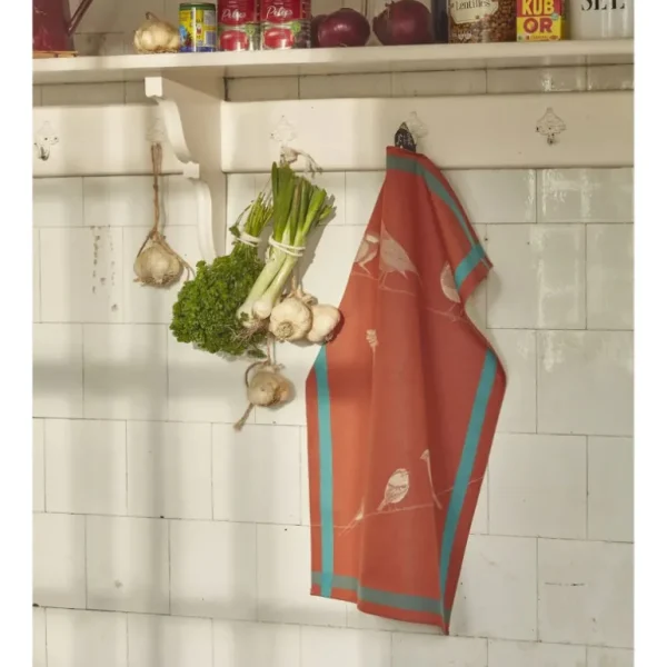 Sylvie Thiriez Torchons<Torchon jacquard Sur un fil orange,